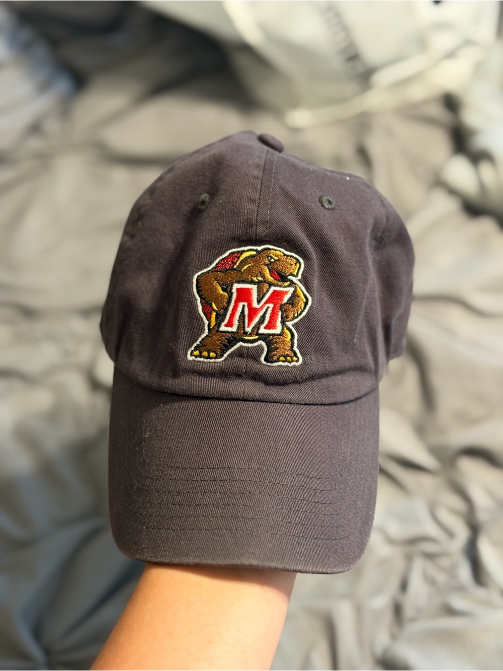 Maryland Men's Adjustable Washed Cotton Baseball Cap - Charcoal
